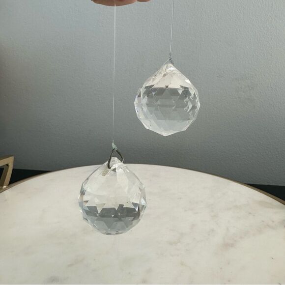 Feng Shui Faceted Crystal Ball Rainbow Prism Hanging Sun Catcher 2” Spheres Set - Picture 10 of 15